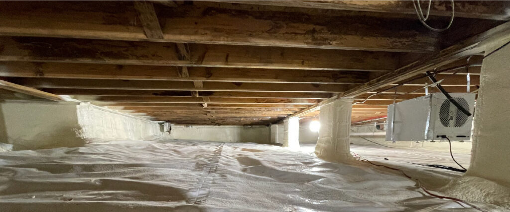 Picture of inside a roof with our Spray Foam Insulation Installed